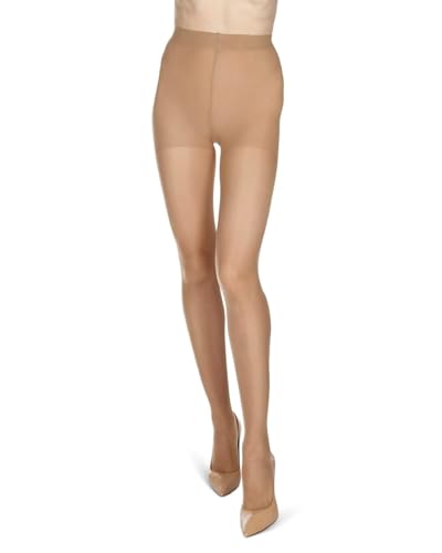 Melas 6-Pack Women's Pantyhose, 12 Denier, Sheer Control Top, Invisible in Open-Toe Shoes, Nude, Small