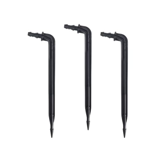 50 Pack 6" Inch Angled Drip Emitter Stake, (FITS 1/4" & 1/8" TUBING) for Precise Watering & Irrigation, Greenhouse, Container Gardening, Home Garden, and Hydroponics Growing
