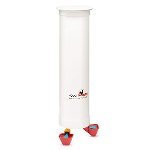 Royal Rooster 1 Gallon Automatic Twin Chicken Waterer with 2 gravity-feed valve-operated cups - Indoor and Outdoor Coop Hanging Chicken, Duck and Poultry Water Dispensing System with 2 Drinking Cups
