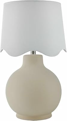 BoutiqueRugs Pojezerje Bohemian Ceramic Table Lamp for Bedroom, Bedside Nightstand - Decorative Boho Tabletop Lamp for Living Room - Rattan Shade - Gray, White