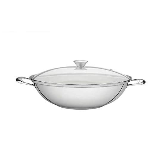 Wok com Fundo Triplo Tramontina Inox 34Cm, Panela Aço Inox Wok Ventura