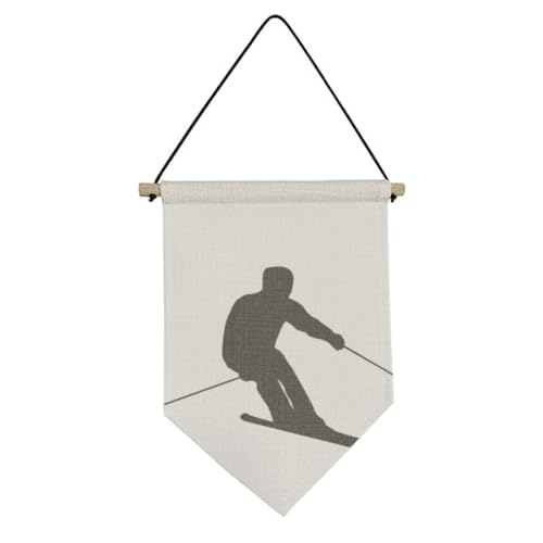 Drapeau en toile de ski noir pour la décoration murale de sports d'hiver