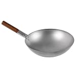 London Wok Carbon Steel Round Bottom Stir Fry Pan – Traditional Chinese Wok for Gas & Induction Hobs – 12", 13", 14" Sizes for High Heat Cooking, Deep Frying, Searing (14Inch Round Bottom)