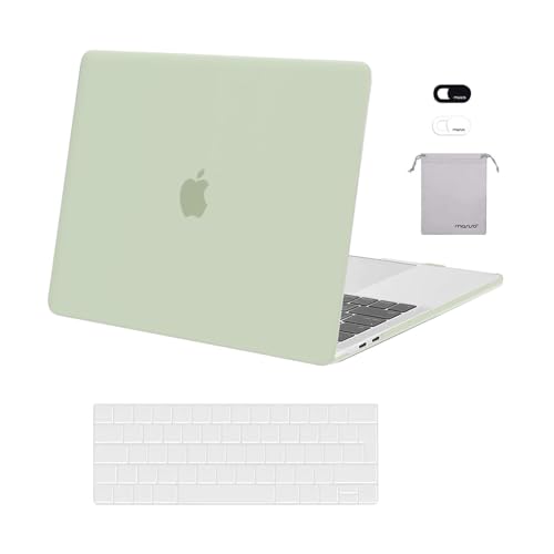 MOSISO Custodia Compatibile con MacBook PRO 13 Pollici Cover M2 M1 A2338 A2289 A2251 A2159 A1989 A1706 A1708,Plastica Custodia Rigida&Tastiera Cover&Webcam Coperchio&Borsa Portaoggetti,Salvia Verde