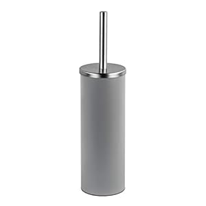 EPISTAR Toilet Brush and Holder | Silicone Brush Head | Stainless Steel Lid (Grey)
