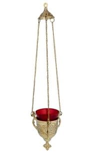 Religious & Catholic Hanging Sanctuary Lamp With Ruby Glass