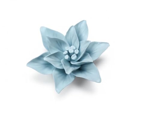 Image of Ceramic Flower Wall Art Decor, Artificial Flower Wall Sculpture,Handmade Ceramic Flowers for Home,Hallway,Living Room, Kitchen,Bathroom (Light Blue,Gardenia, 2.76 inch)