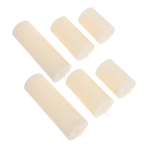 6 bougies cylindriques ivoire sans parfum en cire naturelle