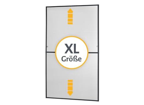 empasa Insektenschutz Fliegengitter für bodentiefe Fenster MASTER SLIM XL extra groß mit Alurahmen individuell kürzbarer Selbstbausatz, 130 x 220 cm, Farbe:anthrazit