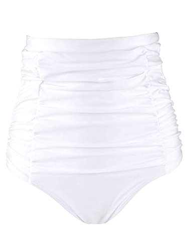 Bas de bikini taille haute couverture complète blanc taille M pour femme