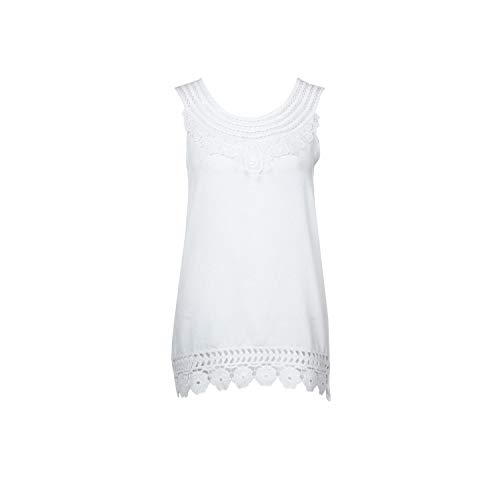 Plus Size T Shirts Women O-Neck Sleeveless Lace Vest Sexy Female Summer Tee