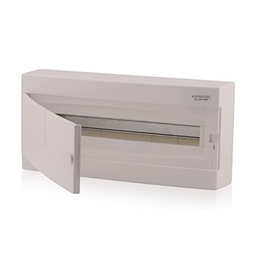 Intratec cuadro de distribución de superficie, IP40 - Caja de distribución interior con puerta blanca, para habitaciones secas, 1 fila, 24 módulos, 503 x 236 x 112 mm, blanco