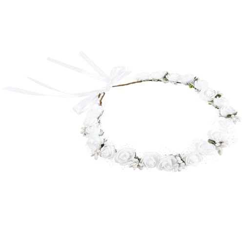Décoration cheveux pour fêtes couronne de fleurs blanches sans flétrir