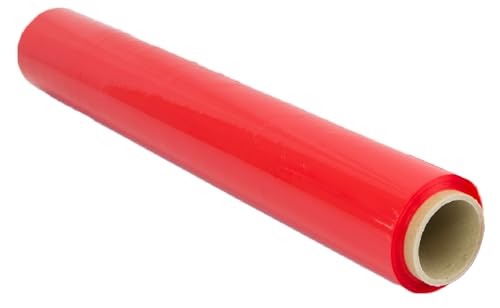 OFITURIA Film para Embalar 50 cm de Ancho y Estirable Hasta 300 Metros de Longitud – Rollo de Film Elástico Manual para Embalaje Industrial (Rojo, 1)