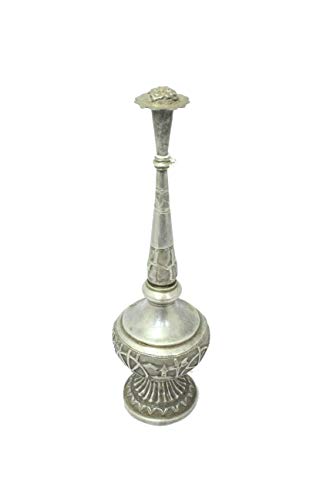 Rajasthan Gems Antique Handmade Rose Water Sprinkler Gulab Dani Solid Silver Hand Engraved