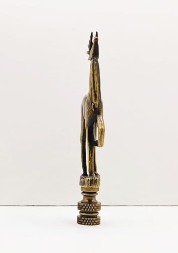 Image of Lamp Finial-Standing Deer-Antique Brass Finish, Highly Detailed Metal Casting