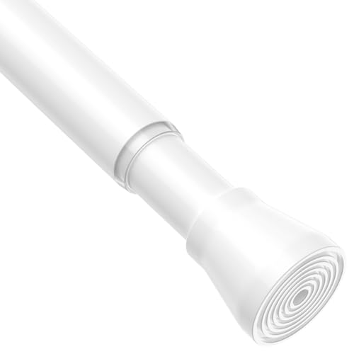 Image of MEXAU 1Pack Spring Tension Curtain Rod 27-50 inch White Small Tension Rod | Adjustable Curtain Rods No Dilling Extendable Spring Tension Rod Short Curtain Rod for Windows, Kitchen, Bookshelf, Closet