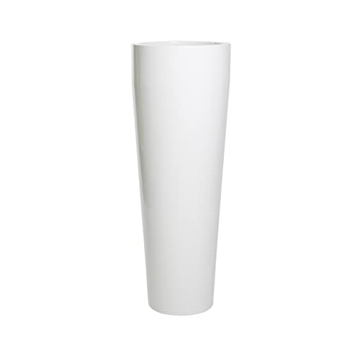 Casa Mina Blumenkübel rund | Pflanzkübel Hochglanz weiß | Pflanzgefäß hoch | Pflanzvase Fiberglas Indoor | Dawa 75cm
