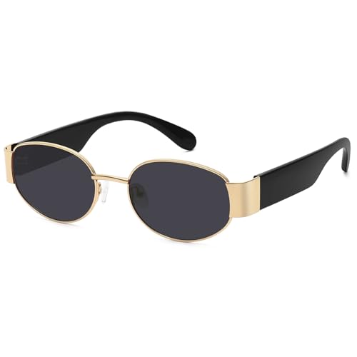 Retro Oval Sunglasses for Women Men Trendy Shades Sun Glasses Plastic Frame UV400 Protection