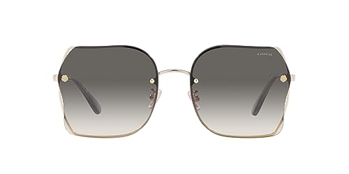 Coach HC7150D Sunglasses, Shiny Light Gold/Black Grey Sand Gradient, 60 mm