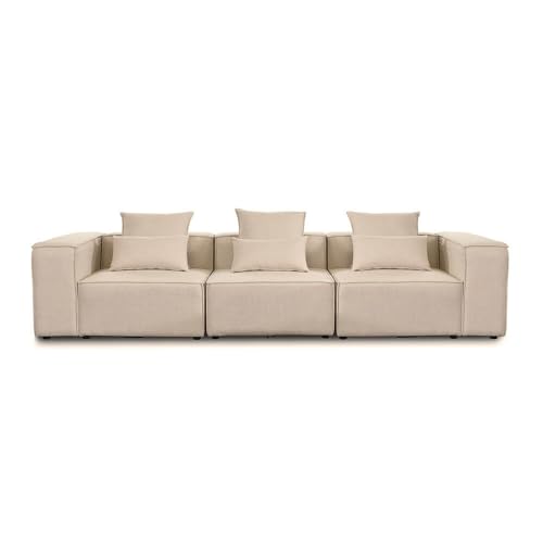 Home Deluxe - Sofa Verona - Beige, Größe: M - ca. 327 x 70 x 120 cm, Sitzhöhe: 46 cm, Sitztiefe: 80 cm, inkl. Kissen I Modulares Sofa Modulsofa Ecksofa Wohnlandschaft