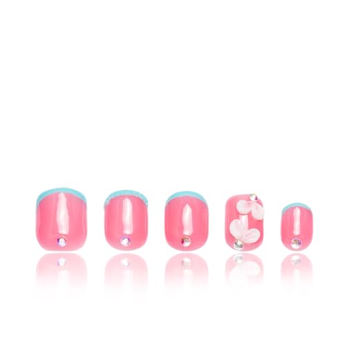 LOVFUL Press on Nails Ocean Kissed Blue French | Handmade