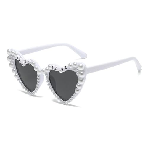 COTIA Love Pearl Sunglasses for Womens Bling Heart Shaped Sun Glasses Bachelorette Party Bride Cute Pearl Sunglasses W352