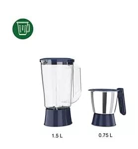 Image of Philips HL7567 /03 500W Juicer Mixer Grinder with 2 Stainless Steel Jars, 3 Speed Control with Pulse, Overload Protection, Powerful Motor for Grinding, Blending & Juicing, Deep Azure