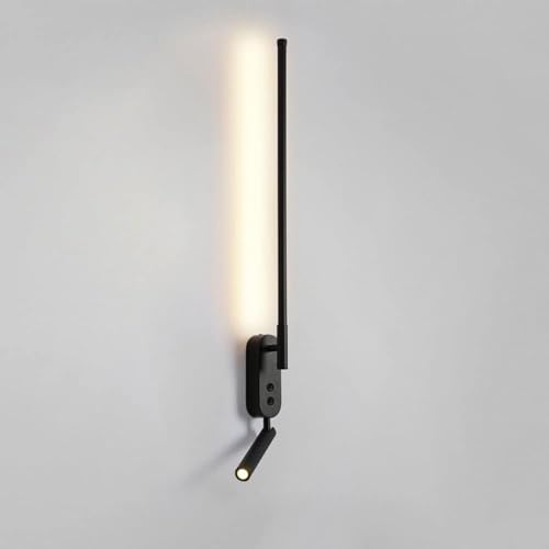 Aplique de Pared Moderno, luz Lineal de Metal para Dormitorio, Luces de Lectura LED Negras, Foco de 16 W, iluminación Minimalista de Tira Larga para cabecera de Cama L