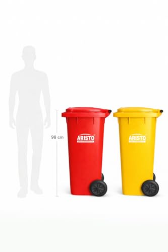 Image of ARISTO Wheel Garbage Dustbin 120 LTR - red /yellow Pack of 2