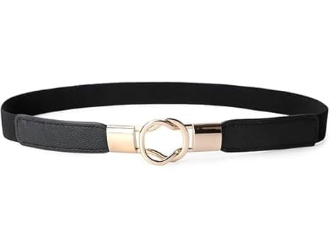 harshit enterprise Women Skinny Elastic Belt for Dresses, Thin Stretch Waist Belt with Gold Buckle, Leather, Fits 28-40 Inch Waist-picture-12