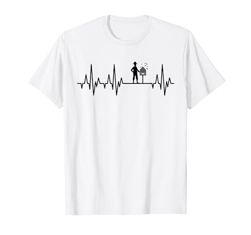 Beekeeper Heartbeat Beekeeping ECG Honey Bees Queen Bee Gift T-Shirt
