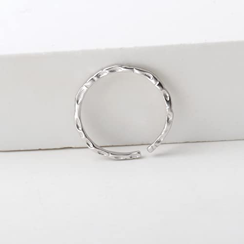 Kakikaki 925 Sterling Silver Hammered Textured Thin Small Adjustable Open Toe Ring thumb #5