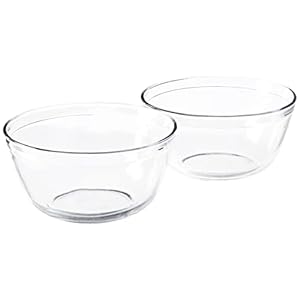 Anchor Hocking 4-Quart Glass Mixing Bowl, Set of 2, Clear