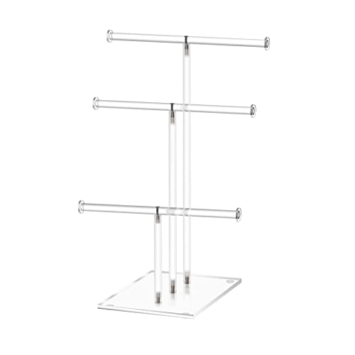 Ketawa Hanging Jewelry Organizer，Tiered Tabletop Countertop Free Standing Necklace Holder Display，3 Tier Jewelry Display Necklace Holder Stand (3-Bar) #TOP6