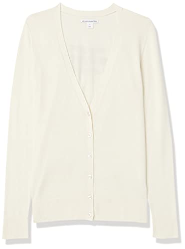 Amazon Essentials Women's Lightweight Vee Cardigan Sweater (Available In Plus Size), Ecru, Medium #TOP4