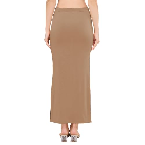 Image of DESI GIRL Satin Shimmer Stretchable Saree Shapewear Petticoat with Drawstring for Women | Mermaid fit Saree Petticoat with Side Slit for Easy Movement | Saree Shaper | Long inskirt