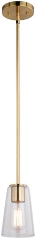 VAXCEL Beverly Gold Muted Brass Mini Pendant Ceiling Light Clear Glass Shade, LED Compatible