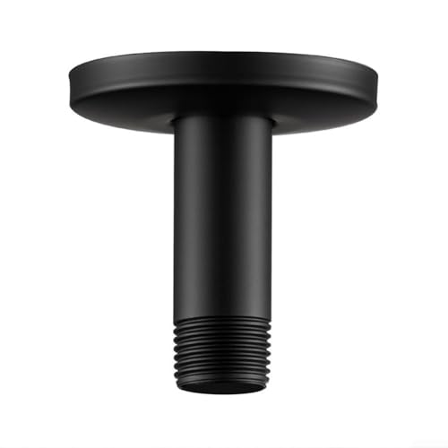 Extension de bras de douche au plafond avec bride, support de douche en acier inoxydable noir mat pour pommeau de douche à effet pluie, fixation de plafond de...