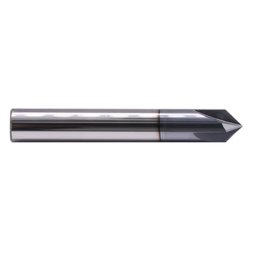Image of 4 Flute 90 Solid Carbide Chamfer End Mill(1Pc, 3 /8 inch), AlTiN Coated | 90 Chamfer Angle, 3 /8 inch Shank 2-1 /2 inch OAL, Single End, V Groove Router Bit, for Milling Alloy Steel, Carbon Steel, Cast Iron