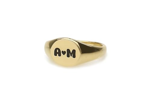 Bague en Or 14k d'exception avec initiales gravées pour les couples
