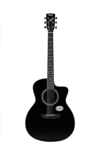 Image of Saga SF-600GC-BK Grand Concert Acoustic Cutaway Guitar (Black)