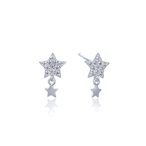 Clou en cristal d'argent pour femme idéal au quotidien avec motif double étoile