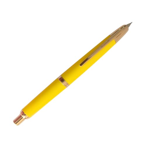 Image of GOLD LEAF Jinhao 20 Press Retractable Fountain Pen - Fine Nib with Converter - Plastic Body & Metal Clip - Multiple Colors - Smooth Writing Pen (No Ink Included) (Lemon Yellow (Gold Clip))
