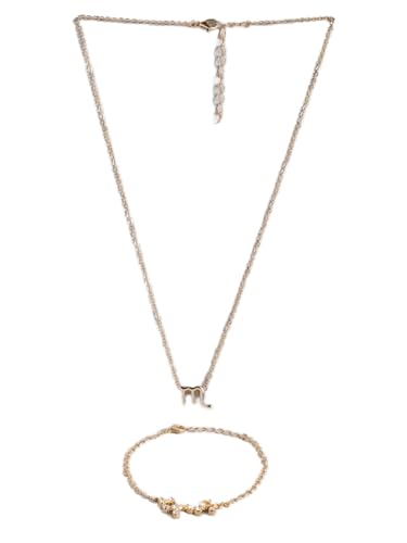 Pulsera y colgante de latón con signo del zodiaco DMZ-2015 chapado en oro S