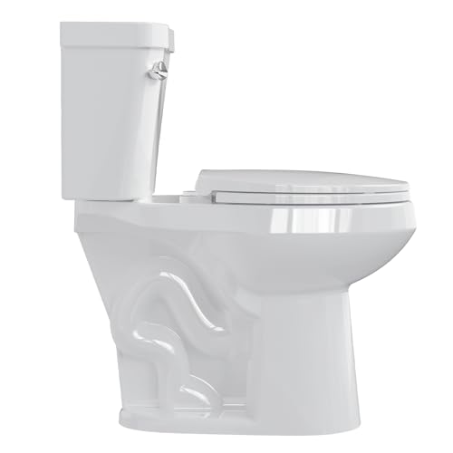 Two Piece Toilets Elongated, 19" ADA Comfort Height Toilet for Bathroom, 1.28 GPF Powerful Flush, 12 Inch Rough In
