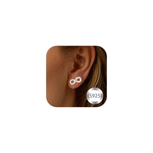 Birthday Gift for Women S925 Sterling Silver Infinity Stud Earring