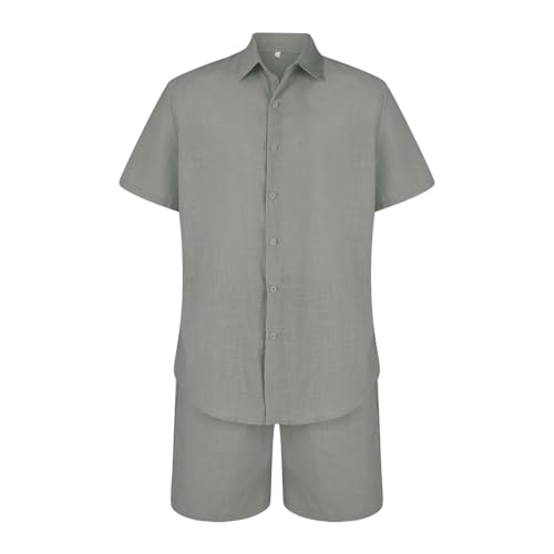 Offres du Jour Offres spéciales Offres du Jour Ensemble Chemise et Short à en Lin Respirant pour Hommes, Couleur Unie, été Veste Costume Homme Noir Amazon Outlet Clearance UK – vue 2