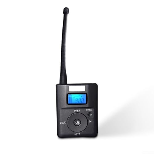 Transmisor FM digital estéreo portátil, alcance de 500 m, frecuencia de 60-108 MHz, con micrófono/entrada auxiliar, BL-5C a batería, para coche, casa y eventos al aire libre (negro)