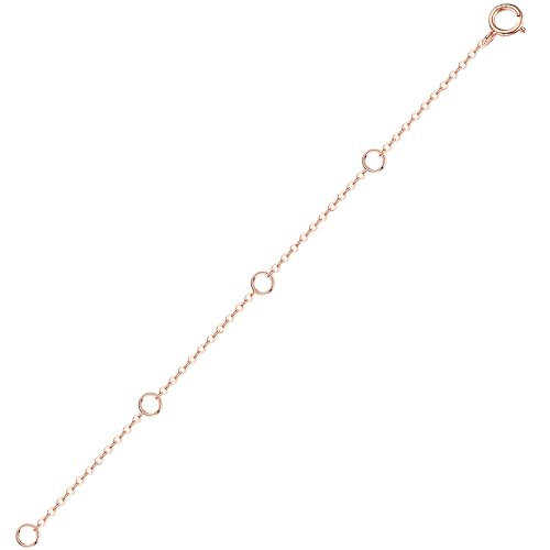 Image of 14K Solid Gold Necklace Extender Real Bracelet Extender 2 3 4 Inch Durable Adjustable Chain Gold Anklets Extension for Women 2 inch 3 inch 4 inch (14K Rose Gold-4 IN)
